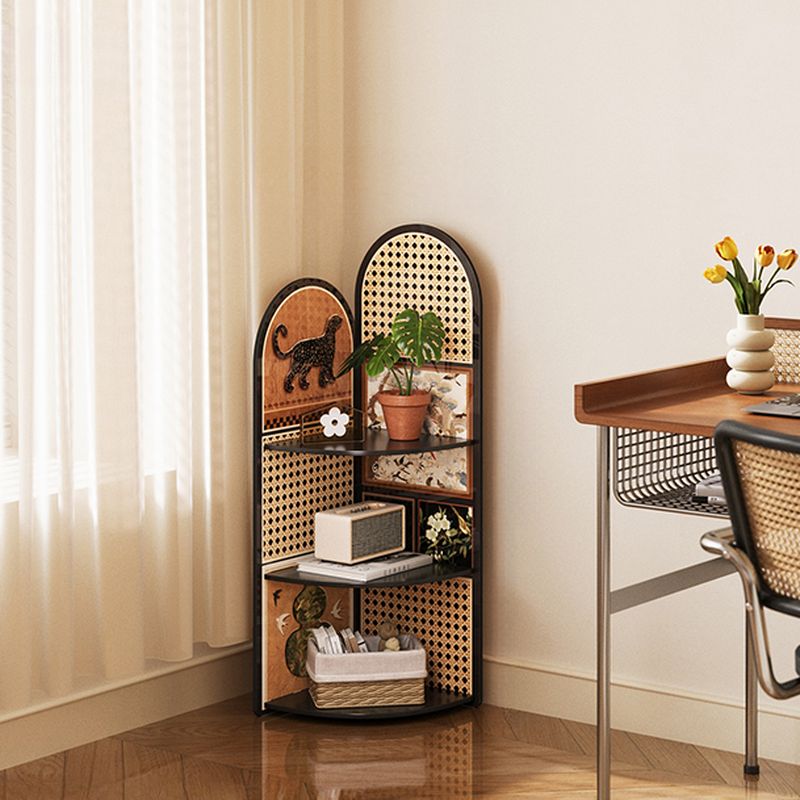 Modern Simple Style Nook Detached Decorative Cabinet with 3/4 Exterior Shelves, Composite Wood, Matte Black Top, and Stain Resistant