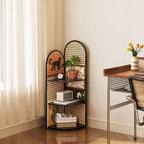Modern Simple Style Nook Detached Decorative Cabinet with 3/4 Exterior Shelves, Composite Wood, Matte Black Top, and Stain Resistant