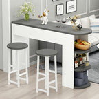 Contemporary Living Room Wood Bar Set with Storage and Backless Seating
