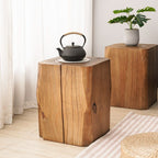 Natural Finish Square Plant Table with Natural Wood Top