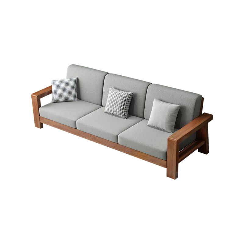 Modish Solid Color Stain Resistant Standard Sofa in Light Gray/Off-White with Seating for 5/4/3 and 3/4 Pillows