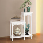 Chalk 2 Tiers/3 Tiers Square/Rectangle Plant Stand Side Table with Manufactured Wood Top, 1 Piece Set, 2 Shelves/3 Shelves, and Legs