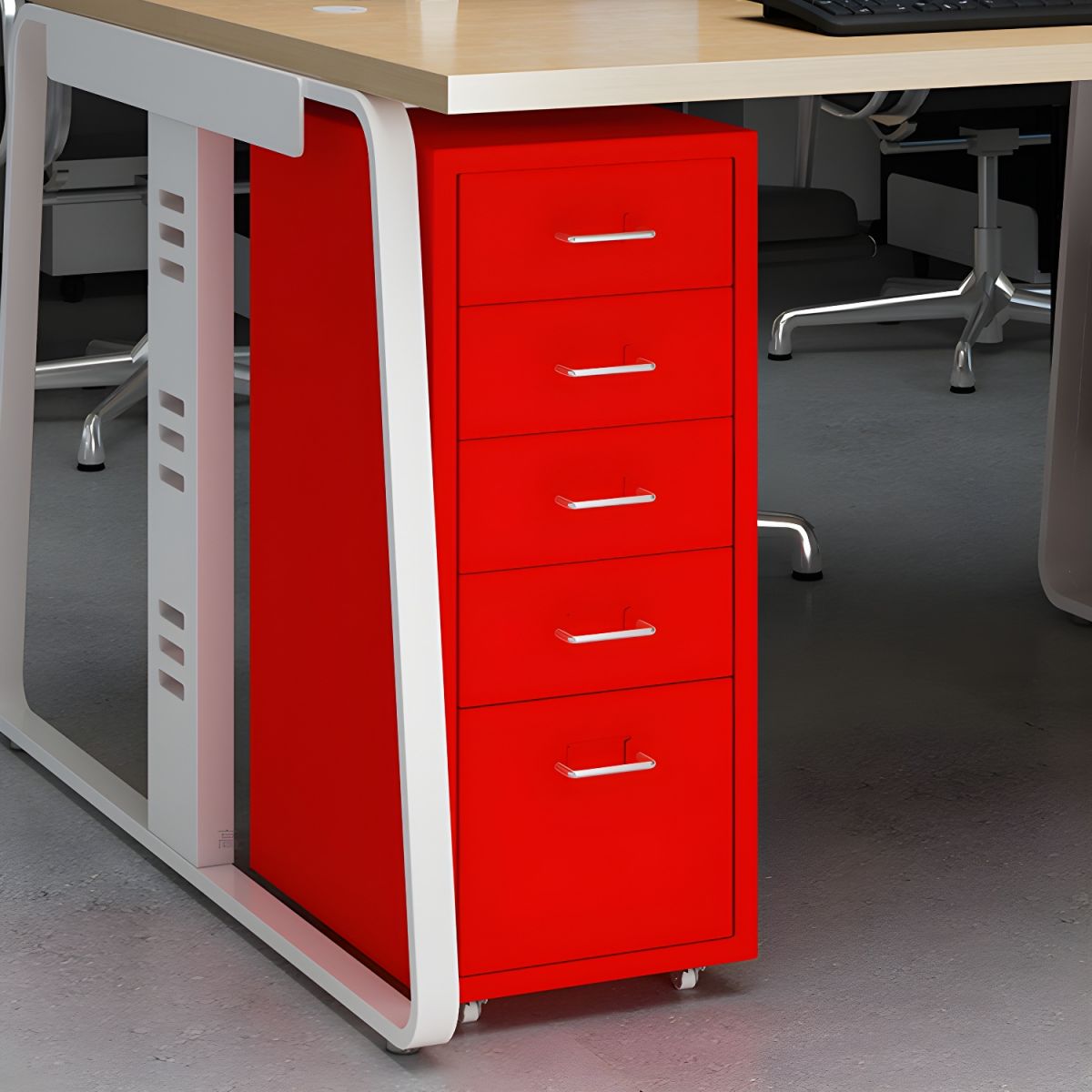 Contemporary File Cabinets Steel Frame Mobile Filing Cabinet with Wheels