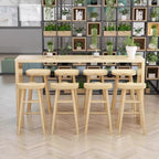 Modern Rectangular Natural Wood Pub Table with Two-sided Pedestal in Wood Grain