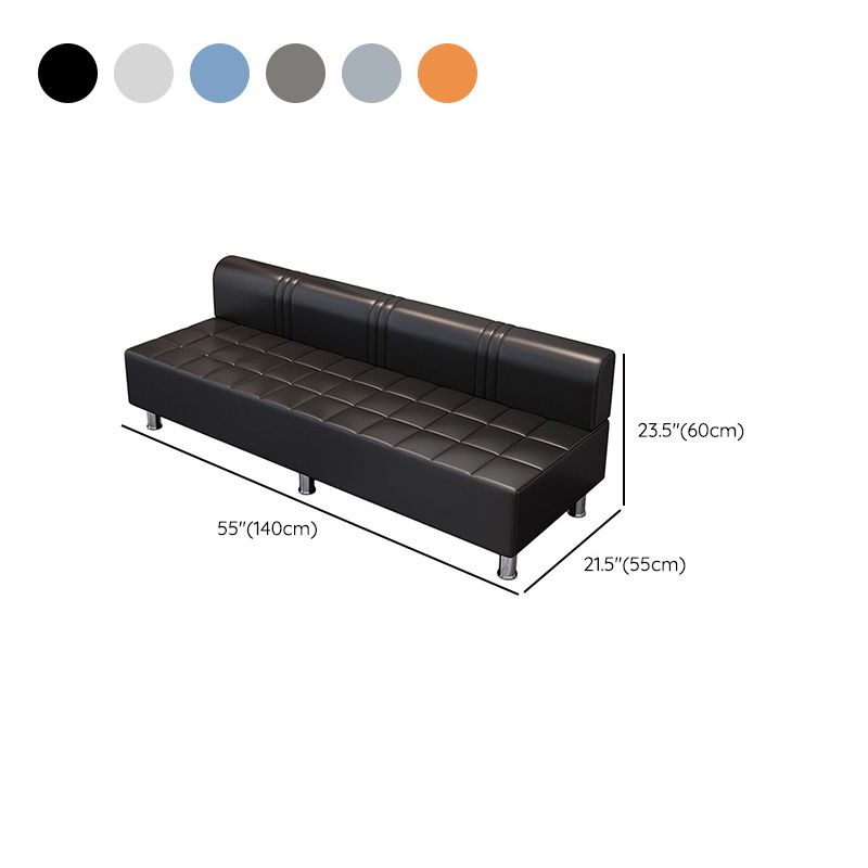Contemporary Faux Leather Grey/Cerulean/Apricot Sofa for The Parlor