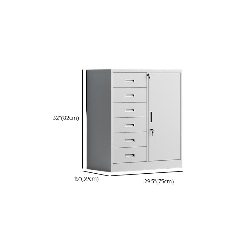 Minimalist Steel Vertical Filing Cabinet with Flameproof Locker, Soft Close Drawers & Key Lock