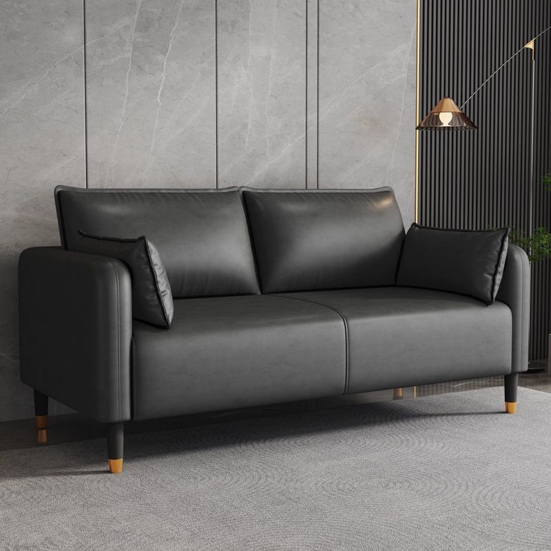 Modern Faux Leather Loveseat with Pillow Back and Foam Seat Fill