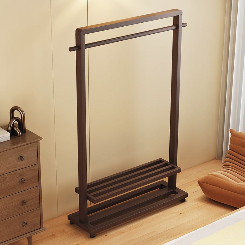 Black/White/Natural Hall Rack with Receptacle, 2 Shelves and 2 Hooks/5 Hooks in a Modern Simple Style