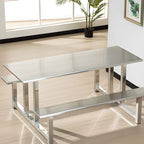 Simplistic Bench with Eased Edge, Assembly Required, Alloy/Composite Wood Cover, Rectangle Shape