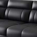 Modish Solid Color Stain Resistant Standard Sofa in Black, 4-seater/3-seater with 2 Pillows