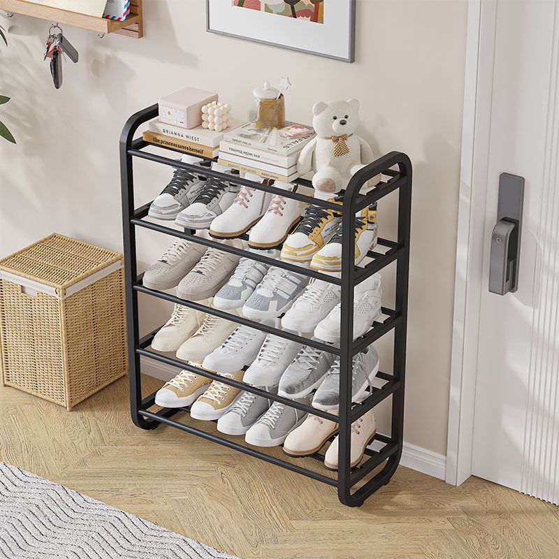 Art Deco Alloy Rectangle Shoe Rack with 6 Shelves for 11-20 Pairs in Drawing Room