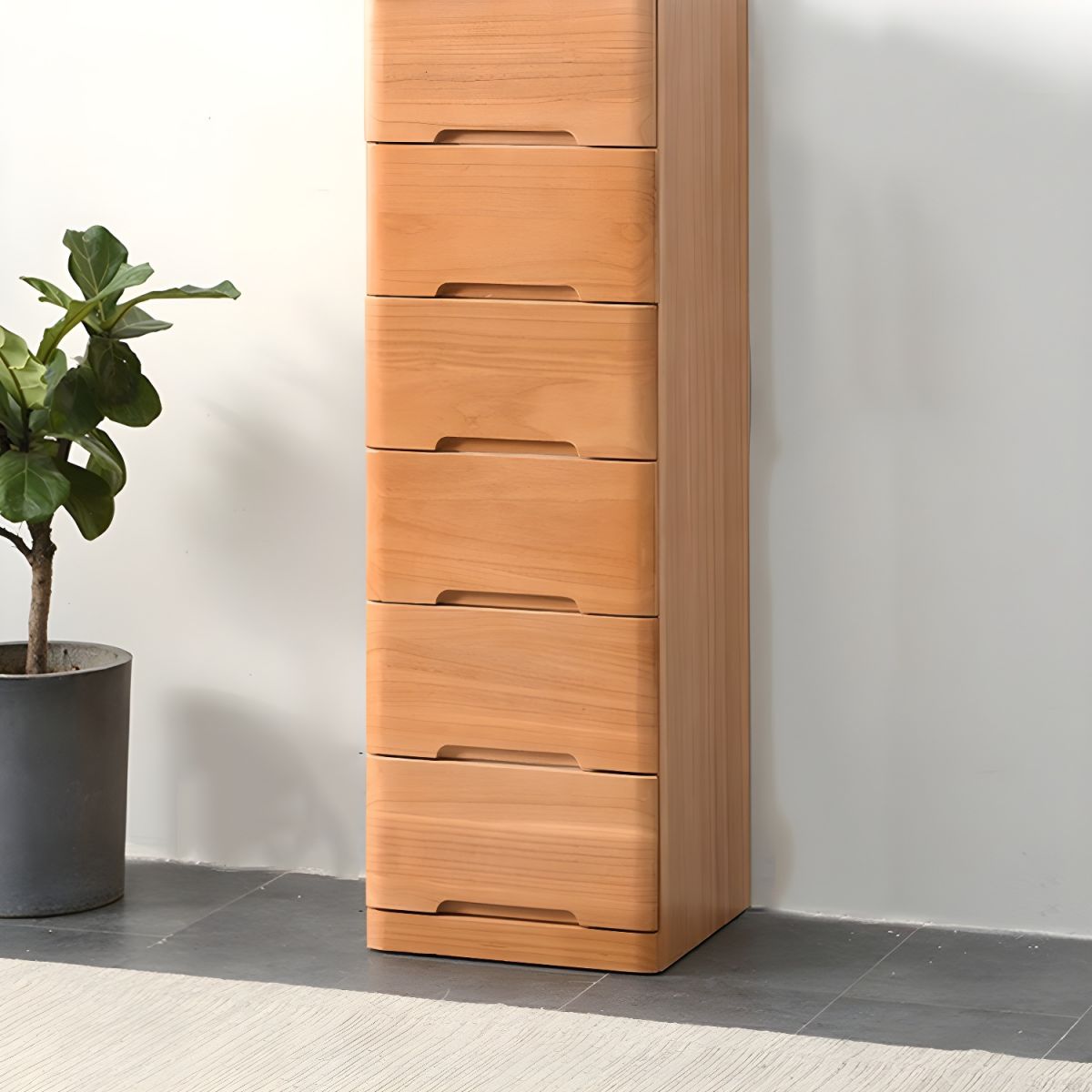 Scandinavian Wooden Lingerie Chest with 6 Drawers for Tall and Narrow Dressing Spaces