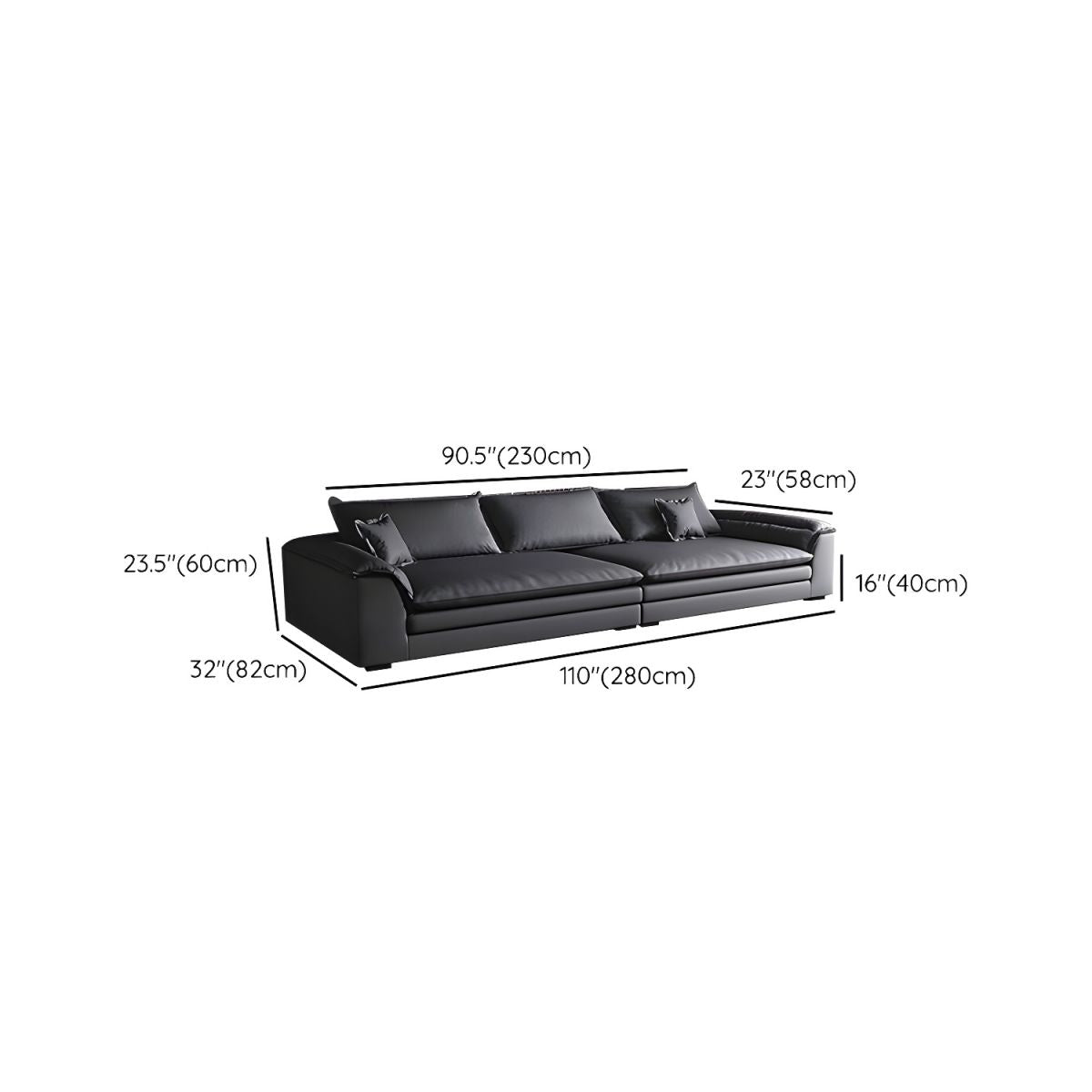 Modern Flared Arm Sofa with Water Resistant and Bolster Pillows