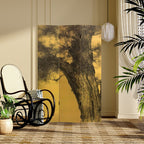 Butter Color Opaque Foldable Temporary Wall Divider with Natural Wood Frame, 3 Panels/4 Panels, Double Sided Print, Standalone