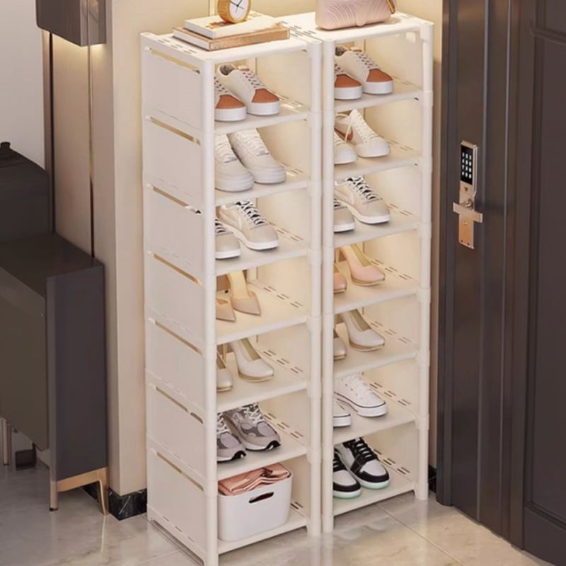Art Deco Polymerized Material Rectangle Shoe Rack with 8/7/6 Shelves for 1-20 Pairs in Drawing Room