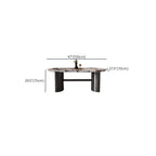 Natural Marble Dining Table in Modern Simple Style with Fixed Table, Cocoa Table Top, Seating for 4/6-person Seat, Scratch Resistant Marble Slab Mixed-material Design
