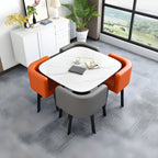 5 Piece Square Shape Sintered Stone Top Dining Room Table Set