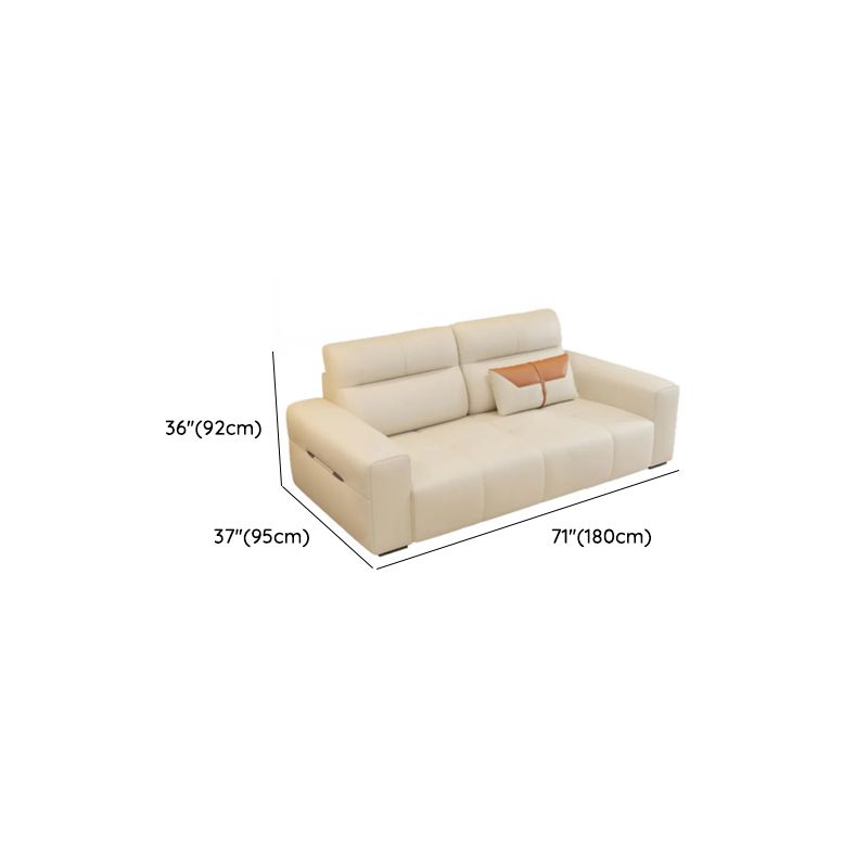 Modish Solid Color Stain Resistant Standard Sofa/Loveseat in Beige, Seats 7/6-Seater/5 Person with 3 Pillows