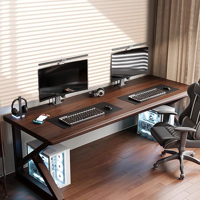 Casual Writing Desk with Easy Assembly and Scratch-proof Sleigh Base in Sepia Engineered Wood