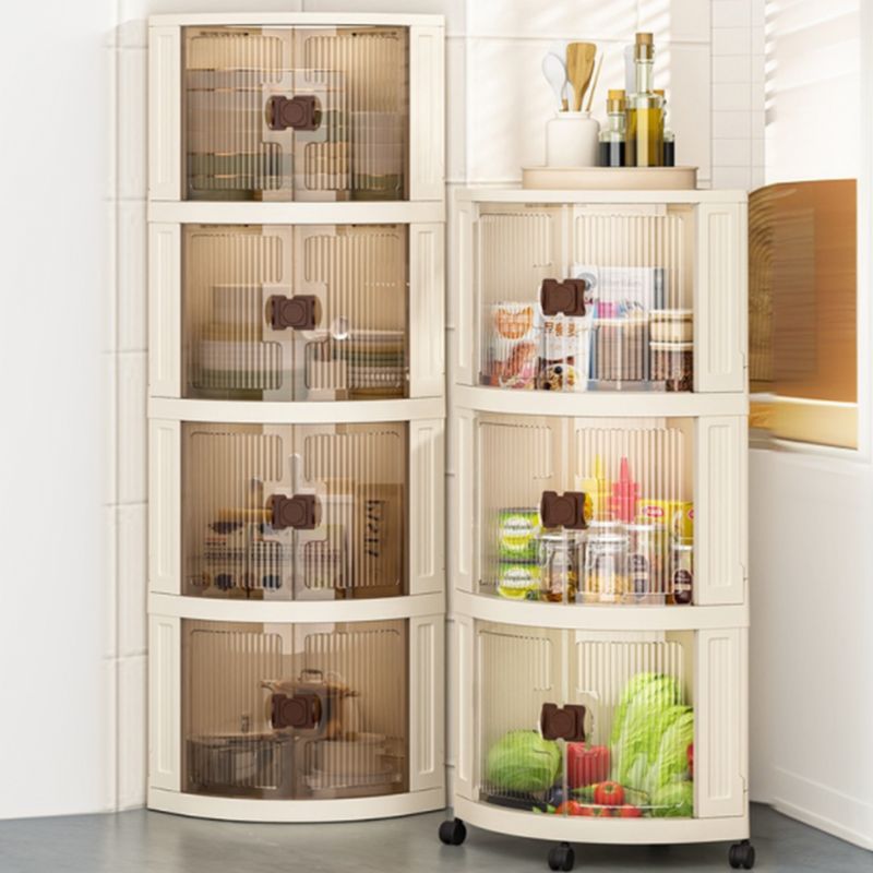 Simple Corner Accent Cabinet with Closet and Synthetic Off White Top