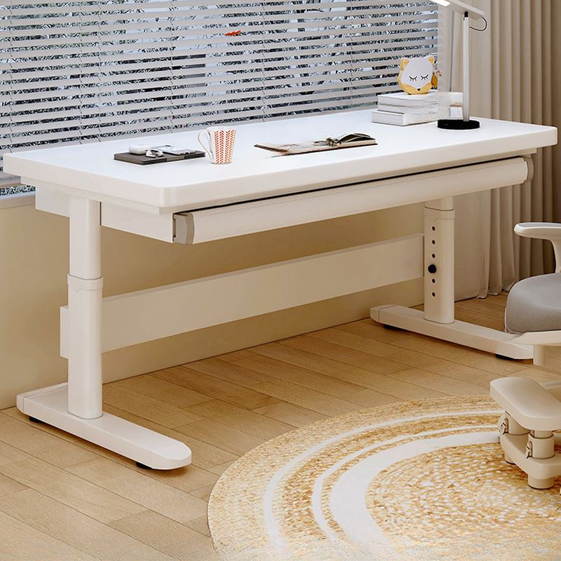 Trestle Mold-resistant White/Wood Grain Self-supporting Manually Controlled Moves Up and Down Standing Desk with/without 1 Drawer