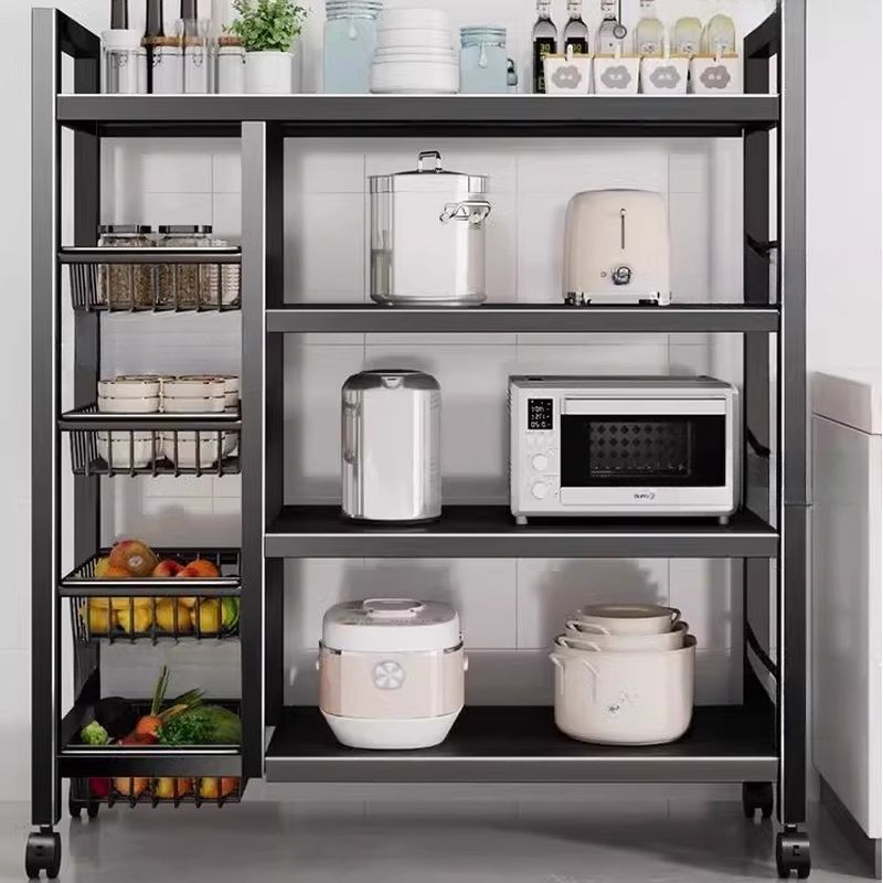 Minimalist Steel Warehouse Storage Rack with Caster Wheels and Shelves, Detached Installation