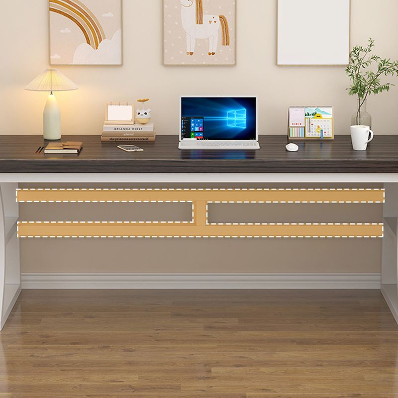 Casual Rust Resistant Sleigh Base Writing Desk with Cable Management in Ink/Light Brown/Natural Unattached Engineered Wood Top