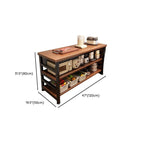 Modish Rectangle Kitchen Island with 3/2 Shelves, Manufactured Wood Countertop, Open Storage in Brown/Natural