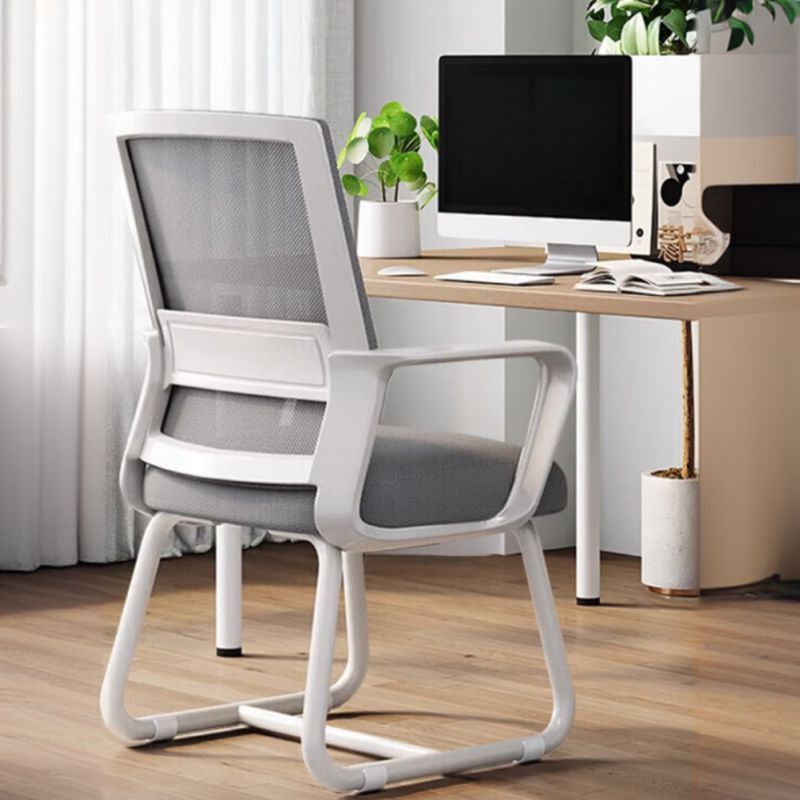 Simple Office Task Chair with Arms, Single Color Upholstered Steel Frame in Midnight Black/Chalk, and Lumbar Support