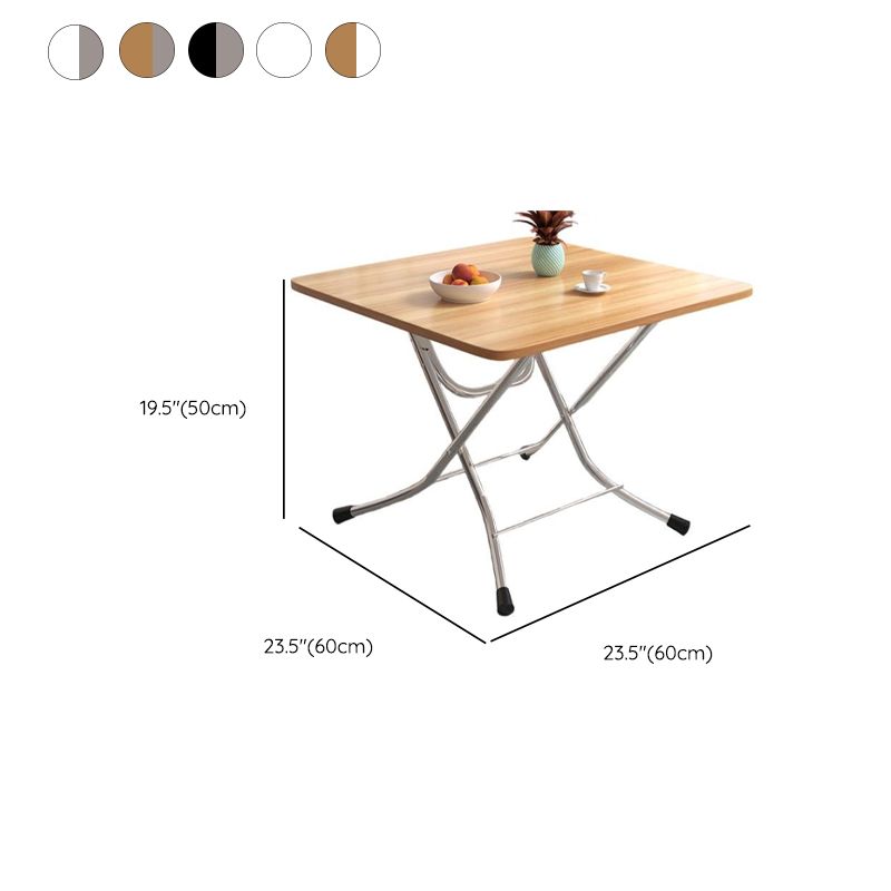 Silver Veneer Dining Table with Crossed Legs, Foldable Square Top for 2-seater, Scratch Resistant