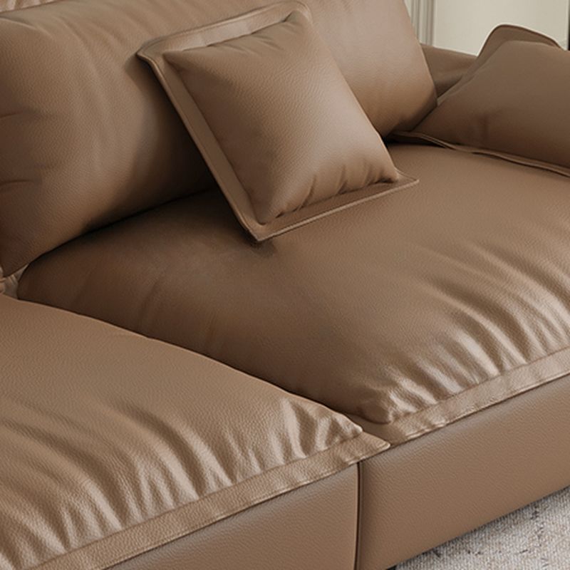 Drawing Room Standard Sofa in Midnight Black/White/Mocha Pu Leather with 4 Pillows
