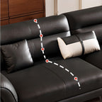 Midnight Black Standard Sofa with Armrest and 3 Pillows for Drawing Room