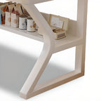 Contemporary Rectangle Manufactured Wood Office Desk in White with Exterior Shelving