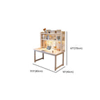 Modern Rectangular Laminate Writing Table with Chalk/Unfinished Color Drawers, Exterior Shelf, and Hutch