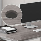 Modern Rectangular Laminate Desk with Gray/Auburn/Unfinished Color and Drawers, Perfect Office Computer Desk with Cable Management