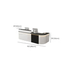 L-Shape Manufactured Wood Top Reception Desk with Hutch, Desk Return, Filing Cabinet & Keyboard Tray
