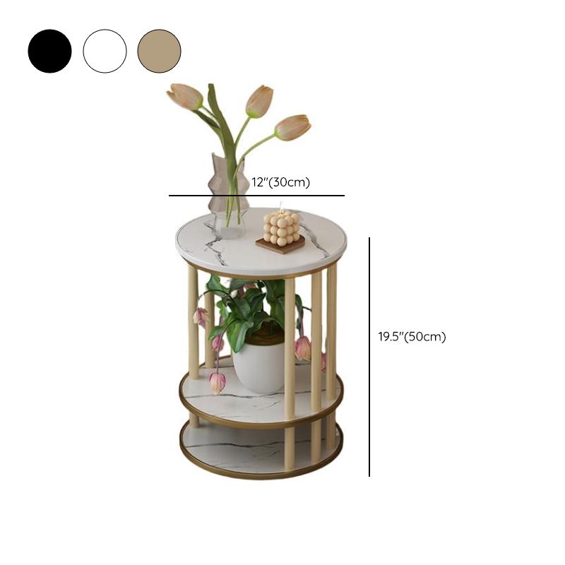 1 Piece 3 Tiers Wooden Circular-shaped Plant Stand Table with 3 Shelves and Solid Base