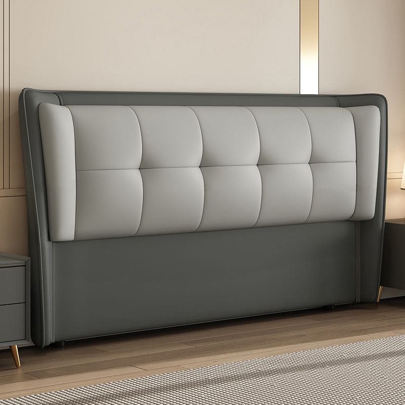 Trendy Panel Headboard with No Distressing, Piled Tufted Rectangle Design for King/Full Bed, Featuring Sponge Upholstery and Standard Height