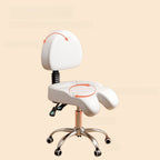 Adaptable Height Rotatable Metal Task Stool with Wheels and Upholstered Adjustable Backrest