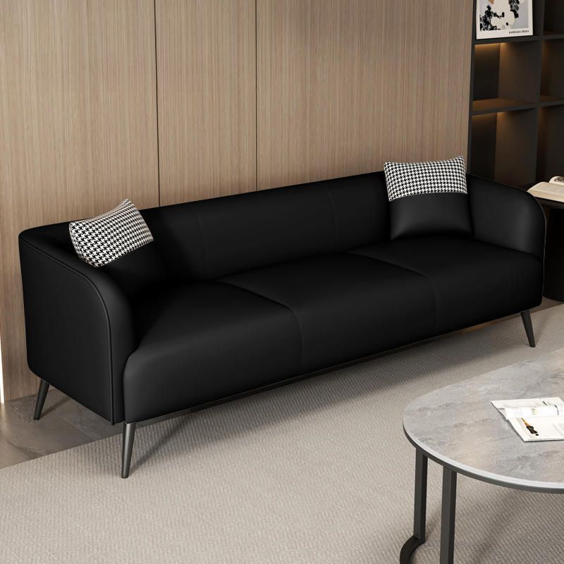 Modern Solid Color Scratch-defiant Standard Sofa in Grey/Dark Blue/Ivory, 3-seater with 2 Pillows