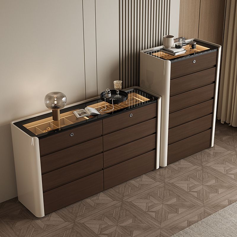 Sepia Modern & Contemporary Laminate Solid Color Jewelry Armoire with Drawers and Lockable