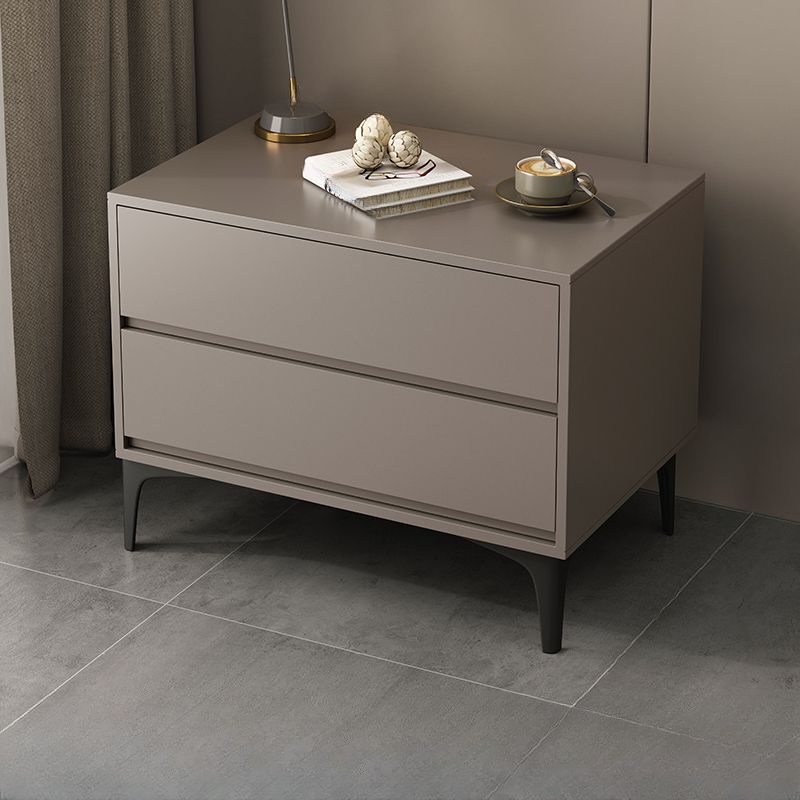 Modish Nightstand With Drawer Organization with 2 Drawers, Lumber/Stone Countertop, and Leg