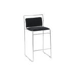 Casual Soft Seating Bar Stools in Midnight Black/White/Amber Color with Back, Pileable, Rectangle Seat Style, and Leg Rest
