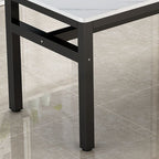 Simplistic Rectangular Dining Table with White Wooden Tabletop and Fixed Table