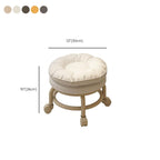 Trendy Circular Solid Color Standard Ottoman in Leatherette with Black/Dove Grey/Tan Upholstery and Rollers