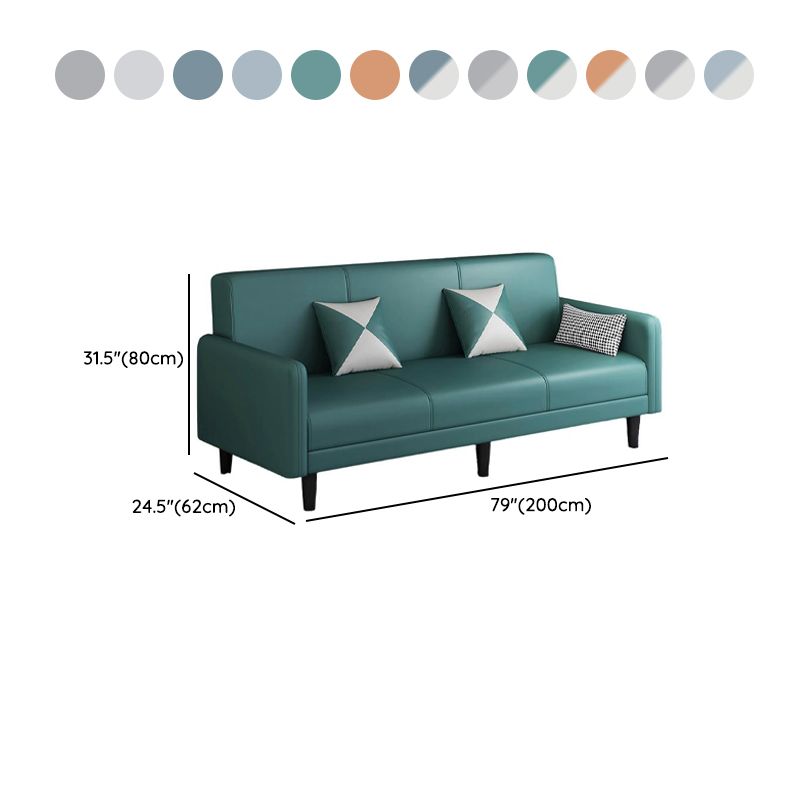 Trendy Solid Color Stain Resistant Standard Sofa in Grey/Cerulean/Beige with Arm, 4-seater/Seats 3 and 2 Pillows