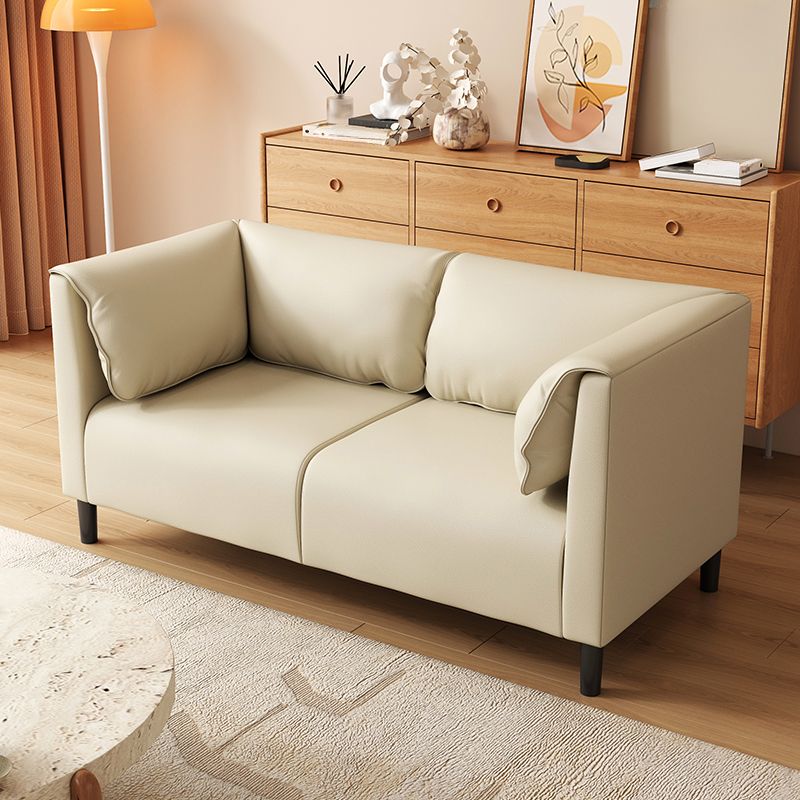 Contemporary Modern Solid Color Stain Resistant Loveseat in Navy Blue/Sage/Amber Color with 2 Pillows, 2-seater