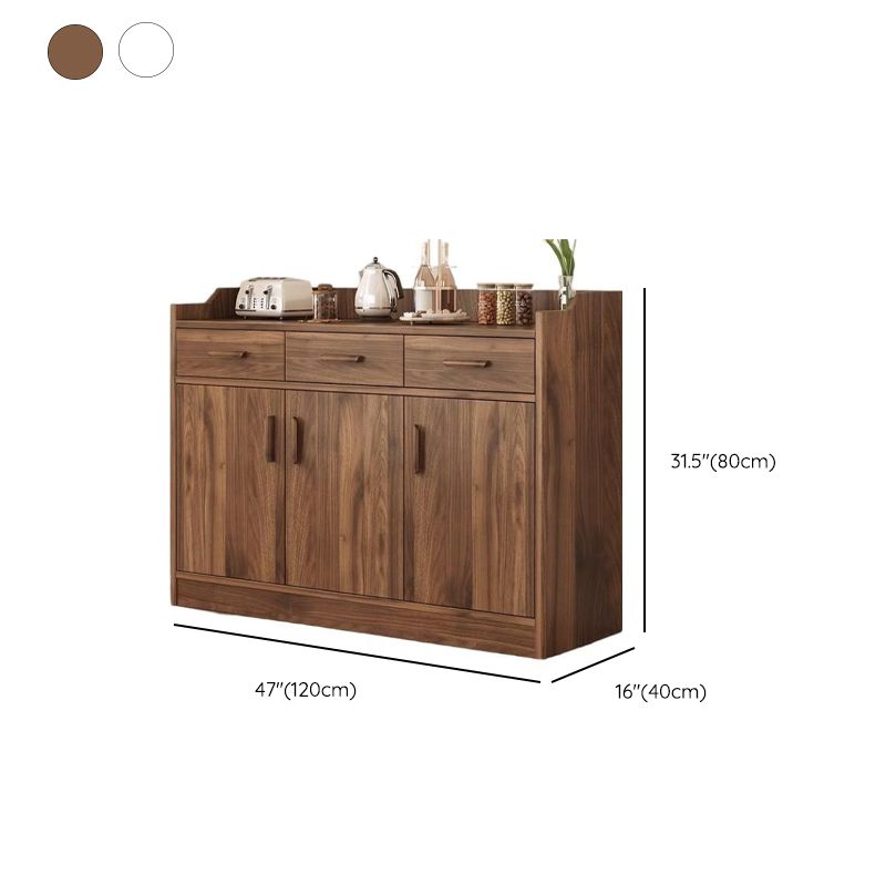 Art Deco Sideboard with 3/1/2 Drawers, Narrow 2 Shelves Larder Storage, Lumber Countertop, and 4/3/2 Doors