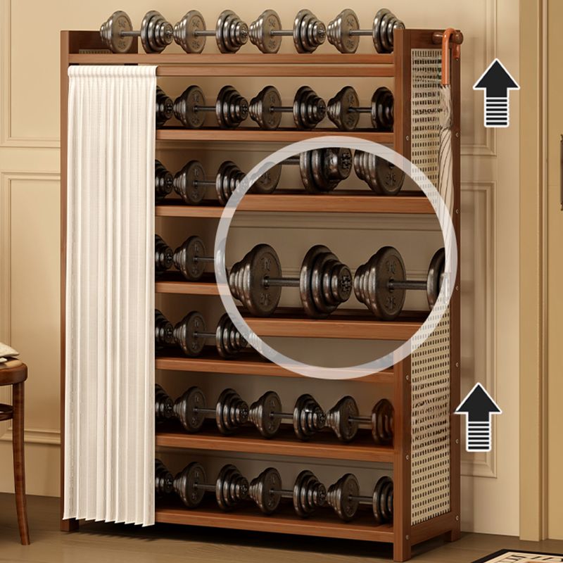 Art Deco Bambusa Rectangle Brown Shoe Rack with 6 Shelves for 11-20 Pairs in Drawing Room