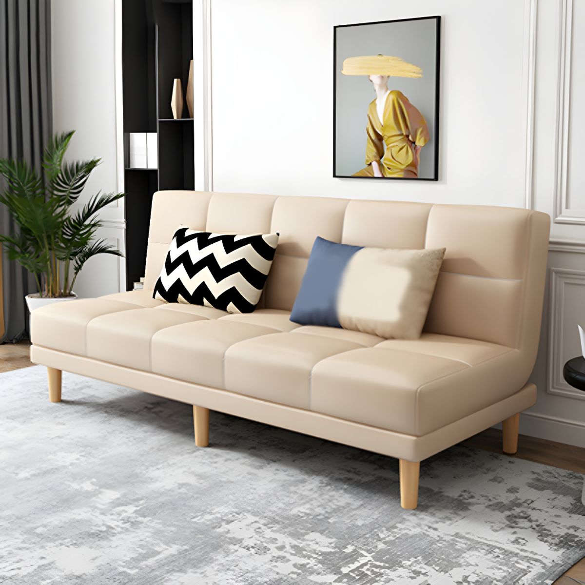 Modern Armless Settee 27.55" W Convertible Sleeper Sofa for Living Room